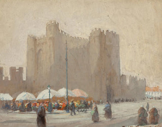 Vendeurs de fleurs belges au château de Gravensteen, Gand, Belgique - Elizabeth Nourse — visning af kunstværket