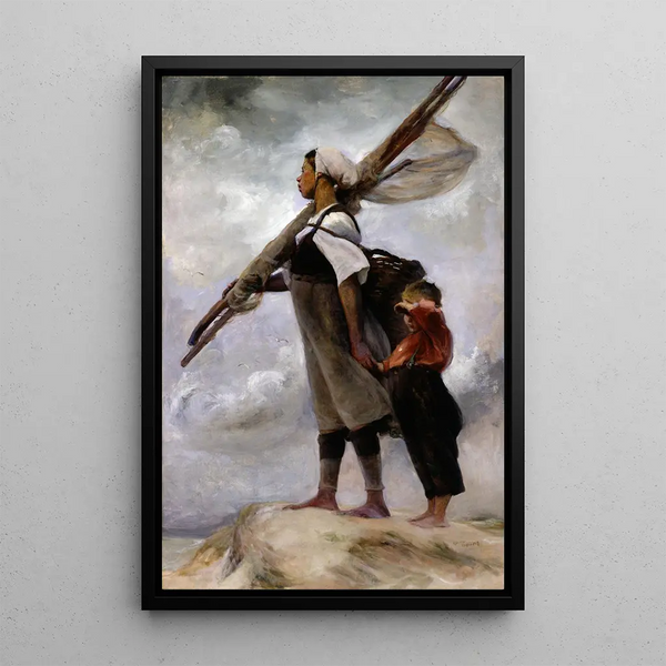 den unge fiskerinde fra Picardie - Elizabeth Nourse — indrammet kunstværk på væggen