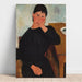 Reproduktion af maleriet Elvire siddende, hvilende på et bord - Amedeo Modigliani