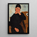 Reproduktion af maleriet Elvire siddende, hvilende på et bord - Amedeo Modigliani