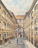 La première cour de la caserne Salzgries à Vienne - Emil Hütter — visning af kunstværket