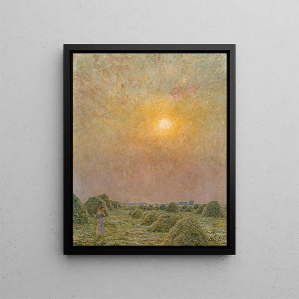 Solnedgang - Émile Claus — indrammet kunstværk på væggen