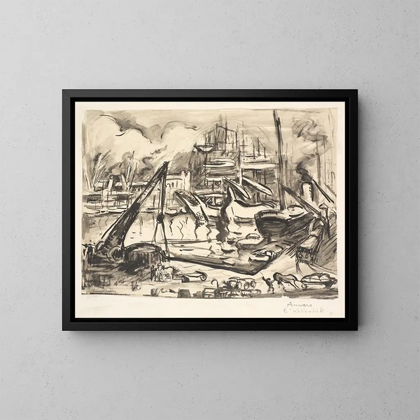 Bassin portuaire de Kattendick à Anvers - Émile Othon Friesz — indrammet kunstværk på væggen