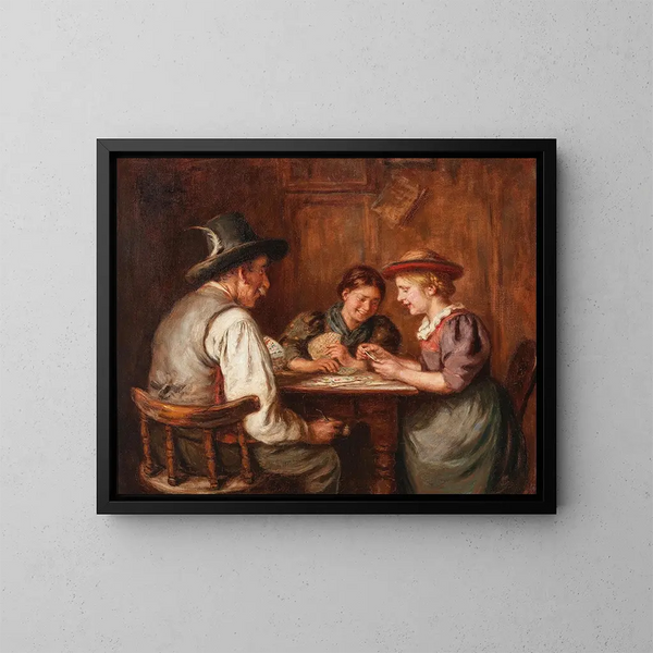 Joueuses de cartes - Emma Müller von Seehof | Reproduction — indrammet kunstværk på væggen