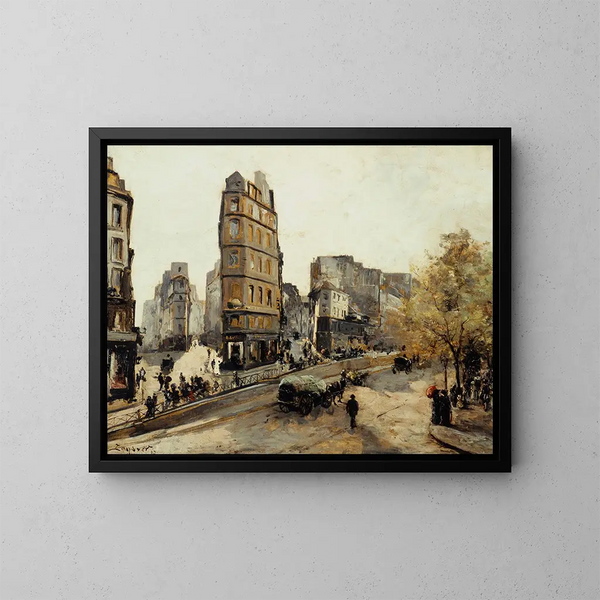 Les rues de la Lune Beauregard et de Clry vues de la porte Saint-Denis - Emmanuel Lansyer — indrammet kunstværk på væggen