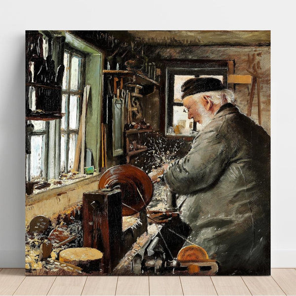 Reproduktion af maleriet En Drejer ved sin Drejebænk - Laurits Andersen Ring