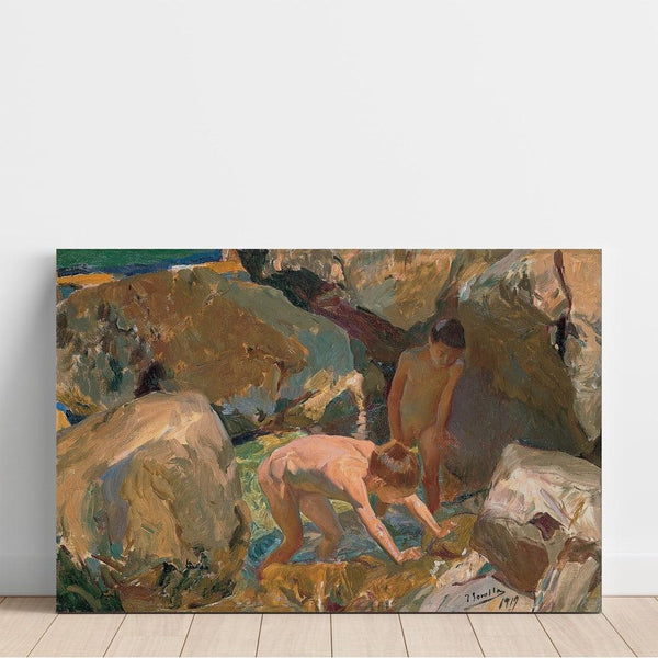 Reproduktion af maleriet Børn, der søger muslinger - Joaquín Sorolla