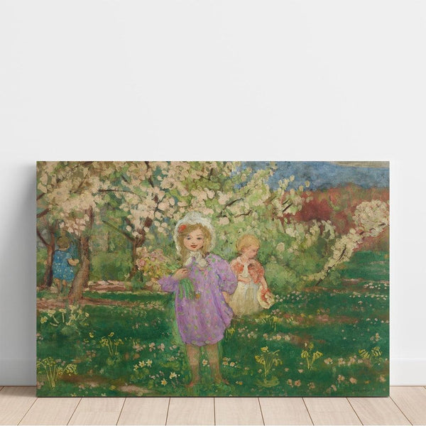 Reproduktion af maleriet Børn i en blomstrende frugtplantage - Henri Lebasque