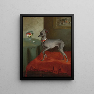 English School - An Italian Greyhound on a Red Cushion.webp
