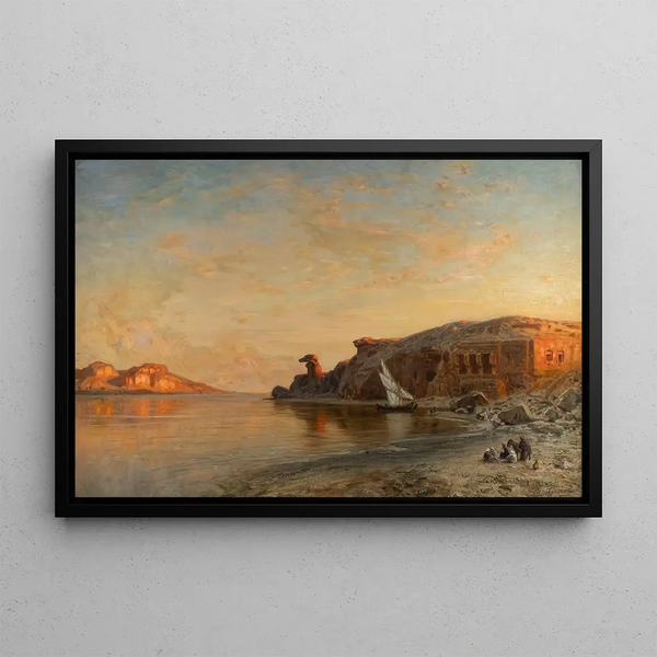 Ernest Karl Eugen Koerner - Evening in Egypt by the Nile at Gebel esSilsila.webp