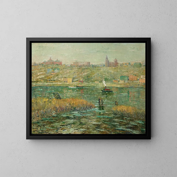 Rivière Harlem - Ernest Lawson — indrammet kunstværk på væggen