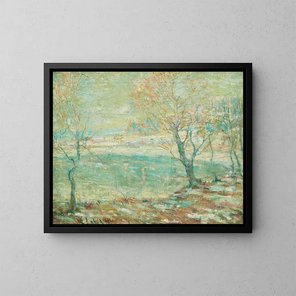 Inwood på Hudson under sneen - Ernest Lawson — indrammet kunstværk på væggen