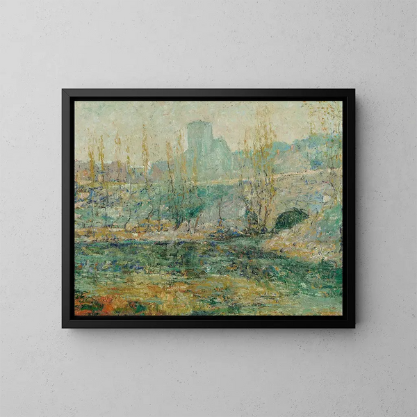 Le bassin og Gapstow-broen, New York City - Ernest Lawson — indrammet kunstværk på væggen