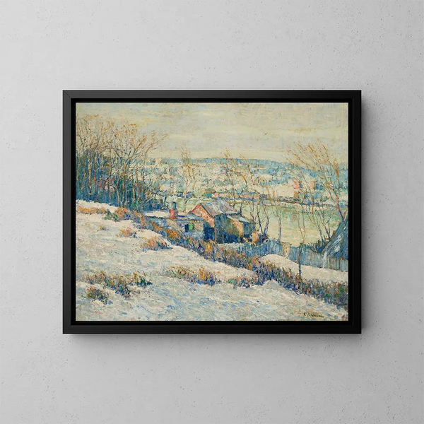 Vinter ved Harlem-floden øverst - Ernest Lawson — indrammet kunstværk på væggen