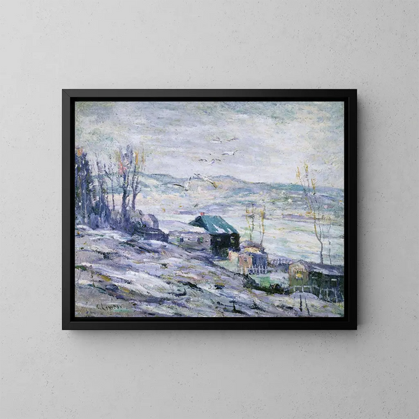 den blæsende dag ved Bronx-floden - Ernest Lawson — indrammet kunstværk på væggen