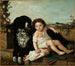 Portræt af en pige med en hund - Ernest Étienne Narjot — visning af kunstværket