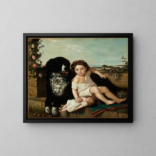 Ernest tienne Narjot - Portrait of a Girl wth Dog.webp