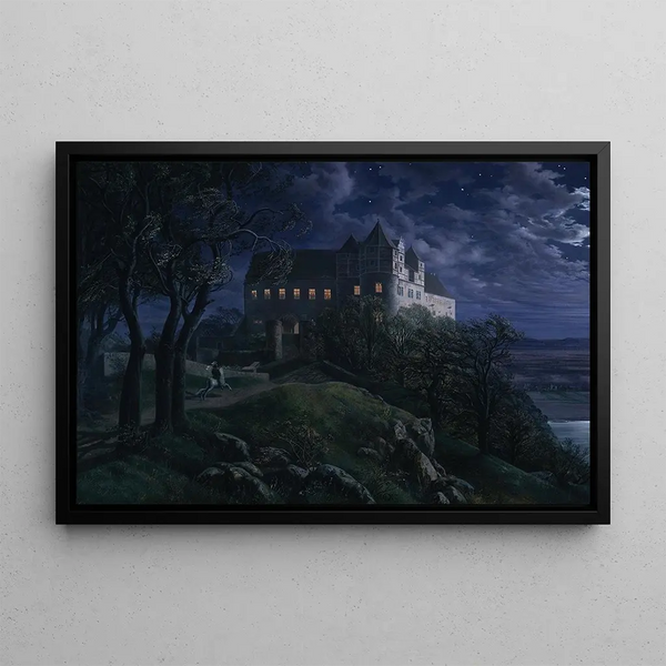 Ernst Ferdinand Oehme - Burg Scharfenberg at Night.webp