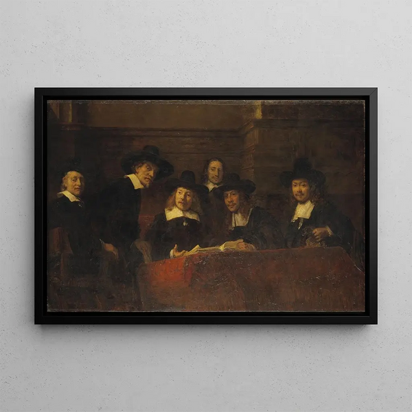 Staalmeesters efter Rembrandt - Ernst Josephson — indrammet kunstværk på væggen