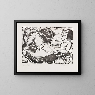 Acte couché - Ernst Ludwig Kirchner — indrammet kunstværk på væggen