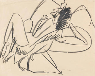 kvindeligt akt i liggende position - Ernst Ludwig Kirchner — visning af kunstværket