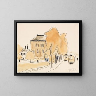 Ernst Ludwig Kirchner - Stadtlandschaft mit zwei Straenbahnen Strassenbahn Berlinerstrasse in Dresden.webp