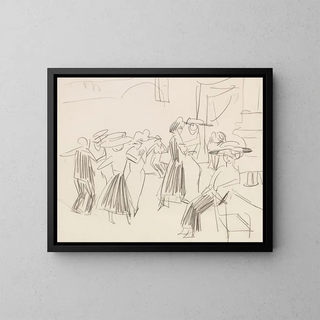Café de danse - Ernst Ludwig Kirchner — indrammet kunstværk på væggen