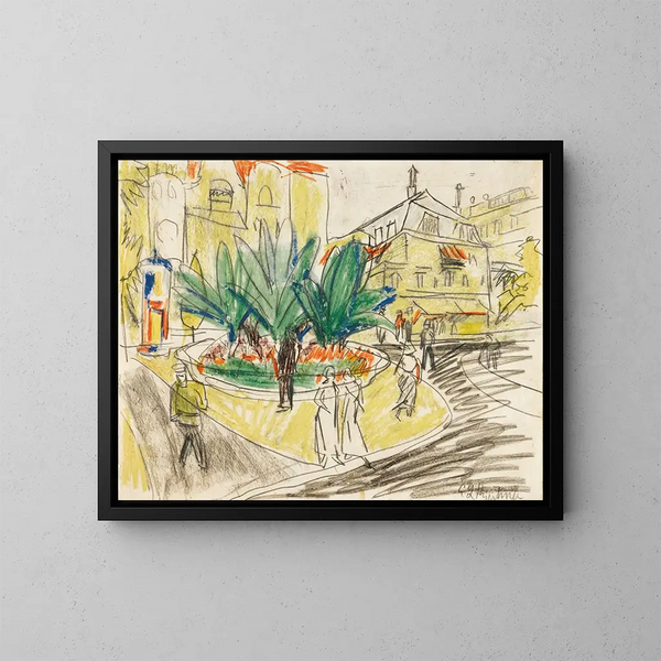 Le bosquet d'Albertplatz à Dresde - Ernst Ludwig Kirchner — indrammet kunstværk på væggen