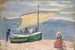 Båd af fiskeri på stranden - Ernst Schiess — visning af kunstværket