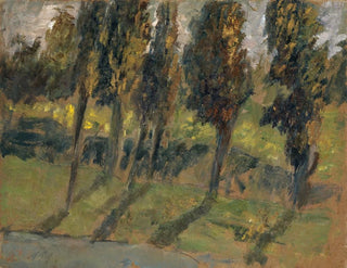 Ernst Schiess - Herbstliche Bume an Wasserlauf.webp