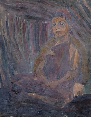 Ernst Schiess - Hockender Beduinenjunge in Zelt.webp