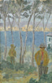 Vue sur une baie vers une ville du Sud - Ernst Schiess — visning af kunstværket