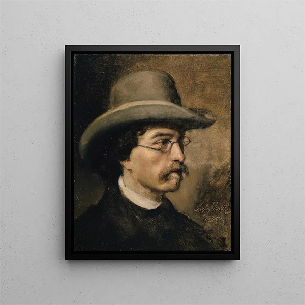 Portrait af maleren Theodor Deschwanden - Ernst Stückelberg — indrammet kunstværk på væggen
