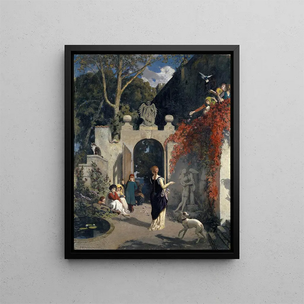 Le jardin de l'amour - Ernst Stückelberg — indrammet kunstværk på væggen