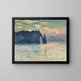 Étretat solnedgang af Claude Monet
