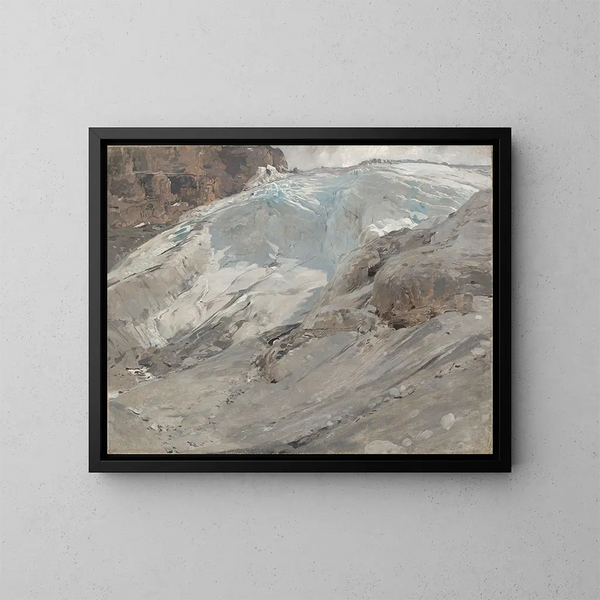 "Le glacier de Madatschferner au Ortler" - Eugen Bracht — indrammet kunstværk på væggen