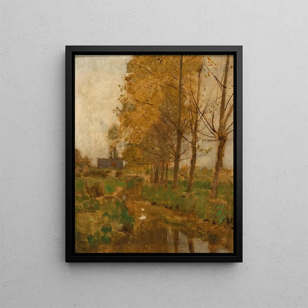Landskab med efterår og piletræer - Eugen Jettel Source: Tableau Paysage d'automne avec des saules - Eugen Jettel | Reproduction — indrammet kunstværk på væggen