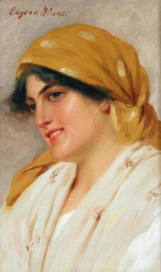 Eugen von Blaas - A Girl with a Yellow Headscarf.webp