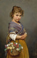 en ung pige med en blomsterkurv - Eugen von Blaas — visning af kunstværket