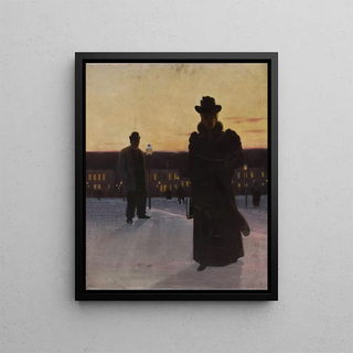 Eugeniusz Ludwik DbrowaDbrowski - Street scene at dusk.webp