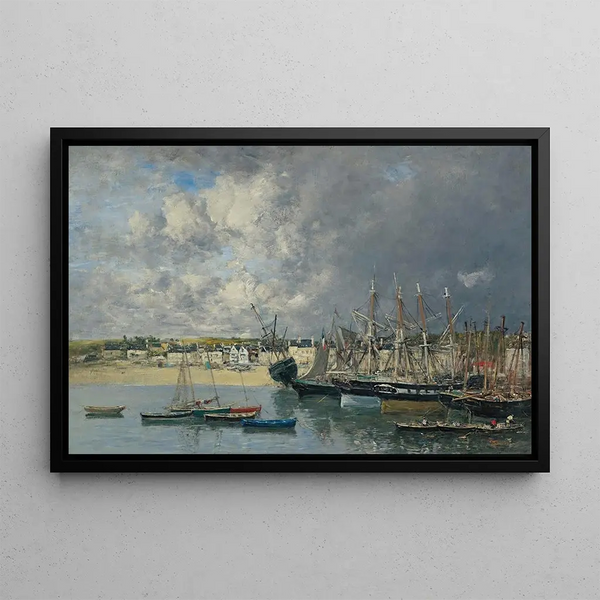 Bateaux ancrés dans le port de Portrieux - Eugène Boudin — indrammet kunstværk på væggen