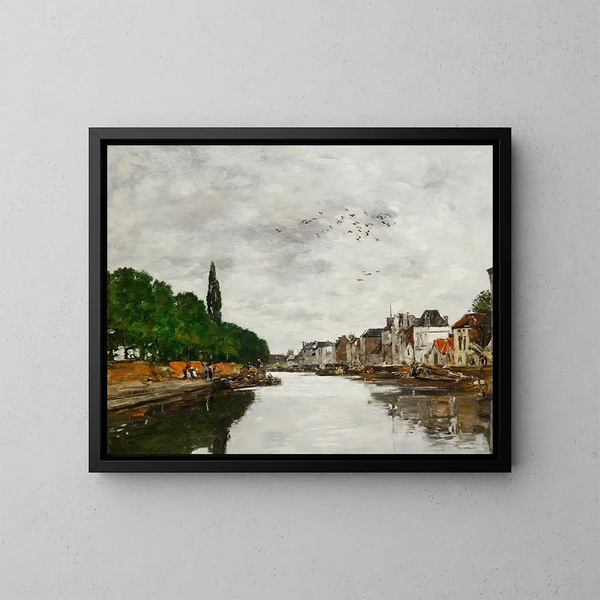 Canal omkring Bruxelles - Eugène Boudin — indrammet kunstværk på væggen