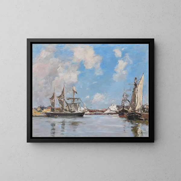 Deauville-maleri, bassin Mare Haute - Eugène Boudin — indrammet kunstværk på væggen
