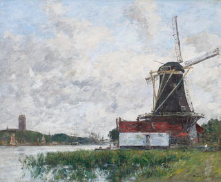 Eugne Boudin - Dordrecht Moulin sur les bords de la Meuse.webp