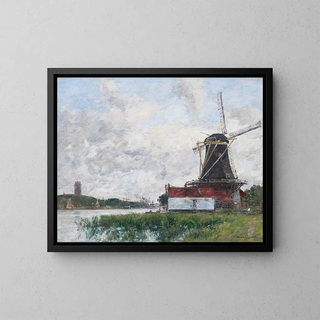Eugne Boudin - Dordrecht Moulin sur les bords de la Meuse.webp
