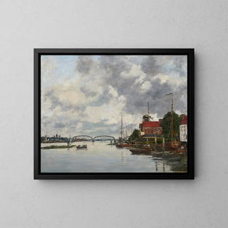 Pont de Dordrecht sur la Meuse - Eugène Boudin — indrammet kunstværk på væggen
