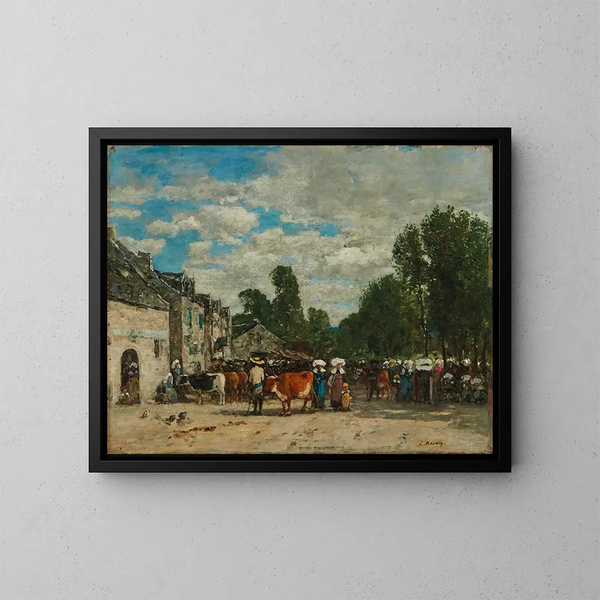 Foire i Bretagne - Eugène Boudin — indrammet kunstværk på væggen