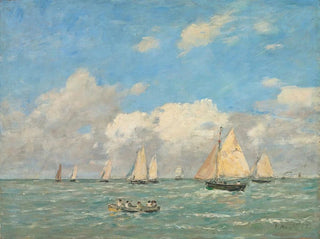 La Sortie des barques à Trouville - Eugène Boudin — visning af kunstværket