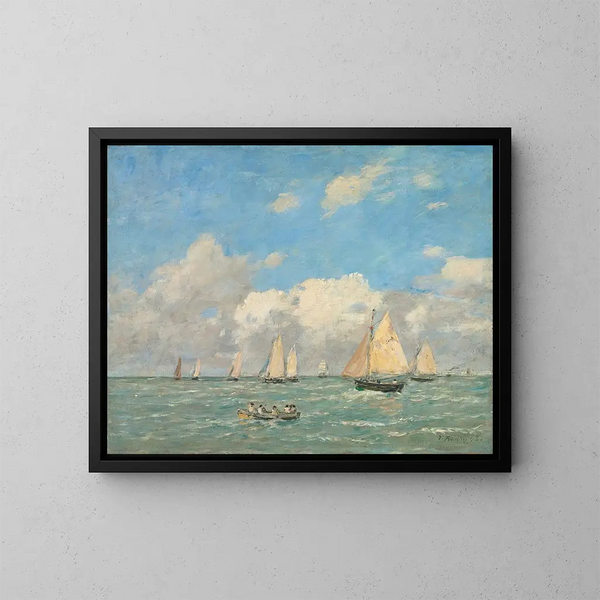 La Sortie des barques à Trouville - Eugène Boudin — indrammet kunstværk på væggen