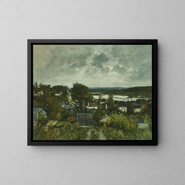 La Touques nær Deauville - Eugène Boudin — indrammet kunstværk på væggen